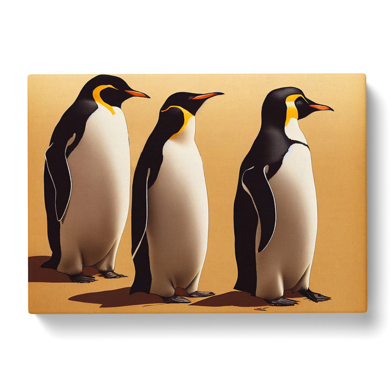 Trio Of Penguins - Wrapped Canvas, 35cm H x 50cm W x 3cm D