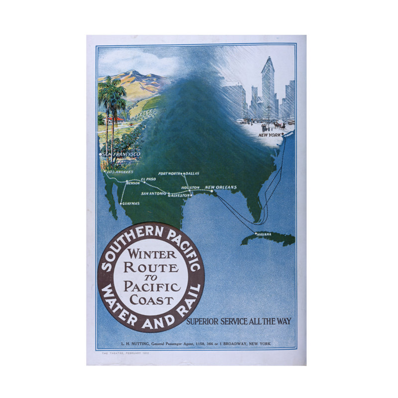 «American School Southern Pacific Winter Route», art sur toile 1910, H 19 po x l 12 po