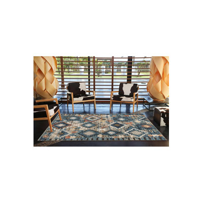 Tapis lavable à motif géométrique bleu Blue Diamond