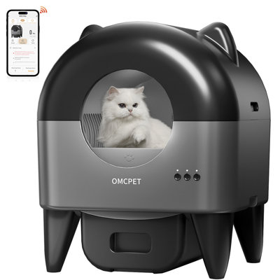 Automatic Litter Box, 110L+12L Self Cleaning Cat Litter Box with APP Control/Health Monitoring/Odour-Removal, Grey