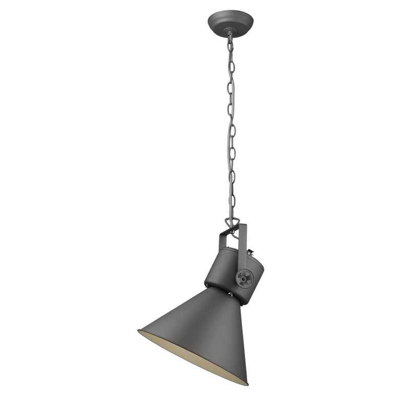 Luminaire suspendu 1 lumière à cône simple Tindell, Gris
