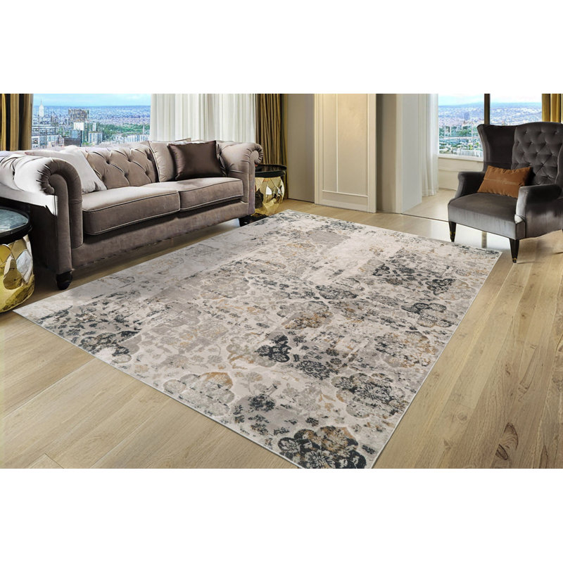 Tapis de zone ivoire Grisby, Rectangle 5 pi 3 po x 7 pi 7 po