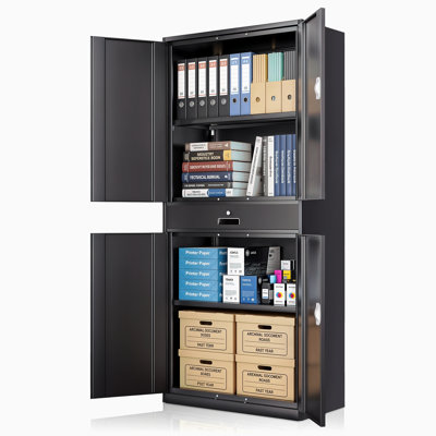 Jelka Armoire 71" Metal Garage Storage Cabinet with Locking Doors, Drawer and Adjustable Shelves by Latitude Run