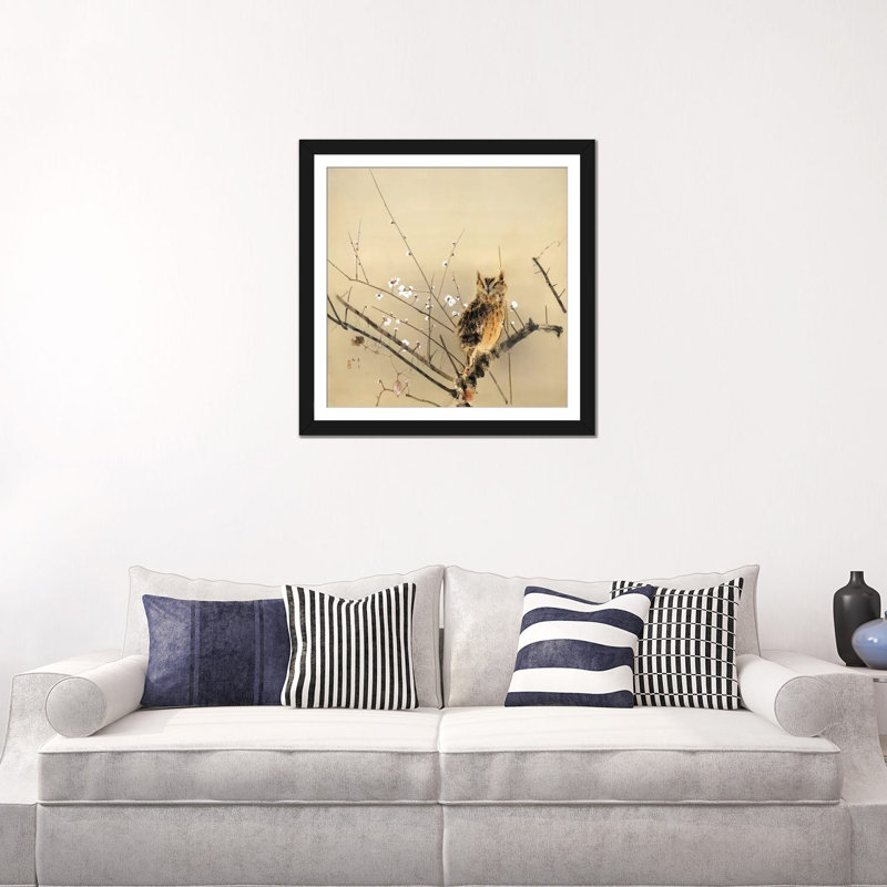 « early prune », reproduction d’art sur toile Nishimura Goun, H 24 po x l 24 po x P 1 po, Papier d'art encadré noir, Blanc