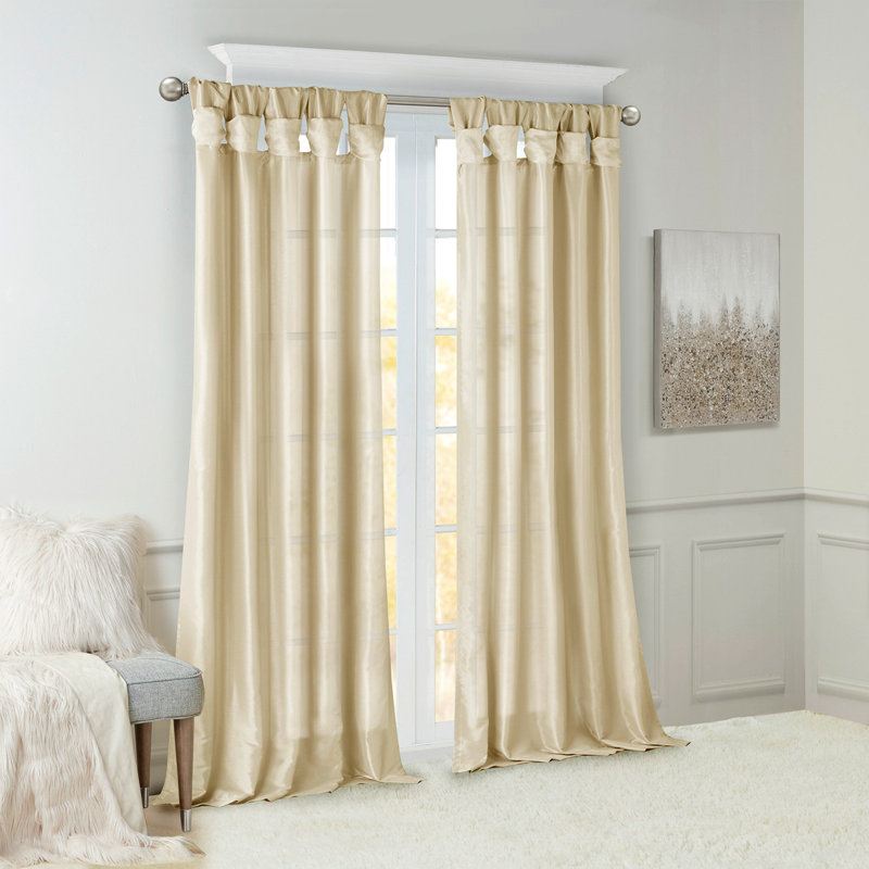 Twist Tab Lined Window Curtain Panel 50X95", Champagne, 50.03" W x 95.03" L