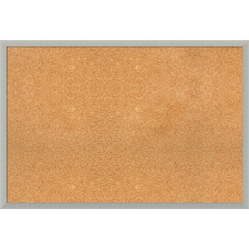 Tableau en liège naturel, cadre en bois à feuille d'argent - babillard, tableau d'organisation, tableau d'affichage