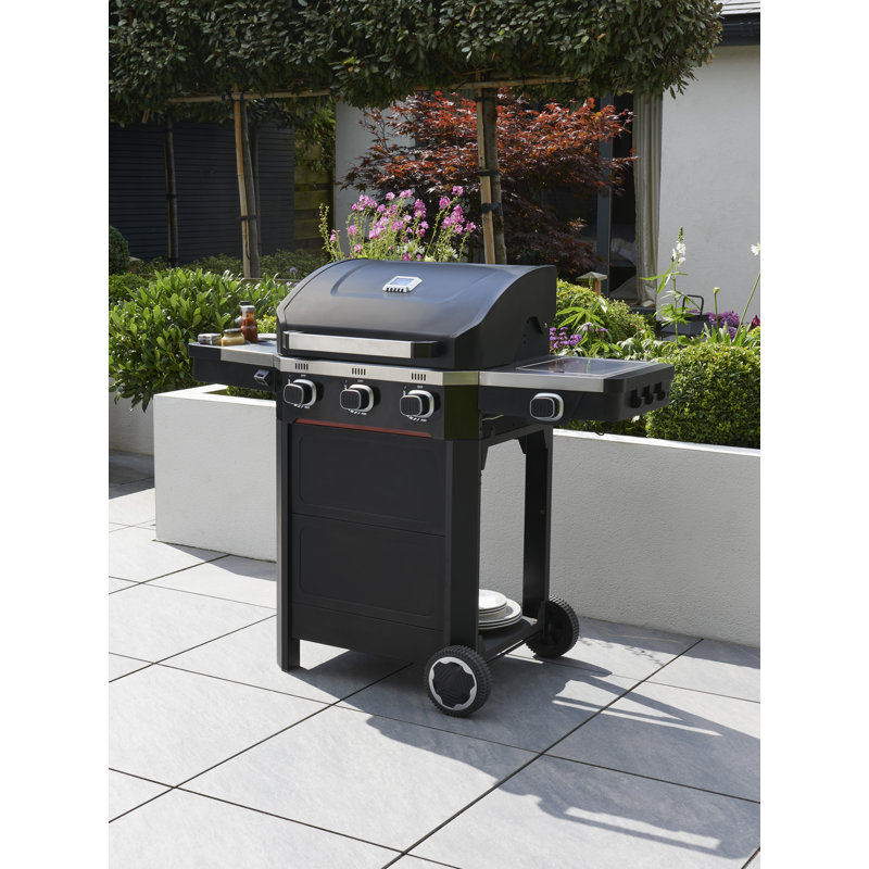 Norfolk Grills 3 - Burner Liquid Propane Gas Grill with Side Burner and Cabinet