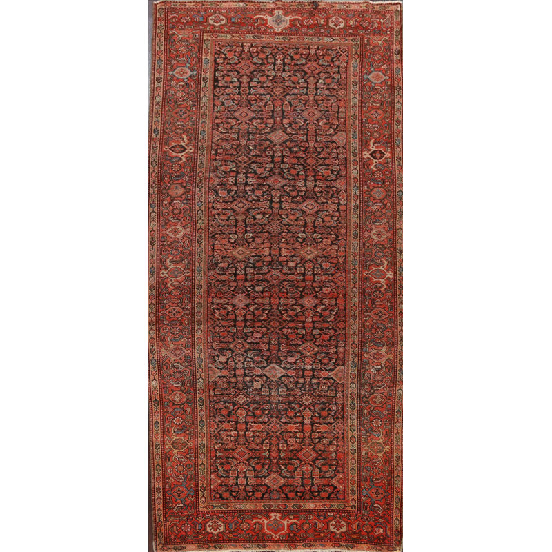 Tapis unique en laine noué à la main mauve des années 1900 de 5 pi 4 po x 9 pi 9 po Azuree