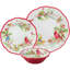 Ensemble 12 pièces de vaisselle en mélamine, ensemble de vaisselle d'extérieur, assiettes et bols 12 pièces, décorations de Noël, service pour 4, rouge