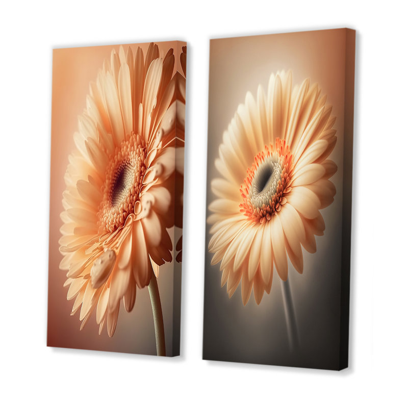 «Orange Gerbera Flower», 2 pièces sur toile, H 32 po x l 32 po, Toile tendue