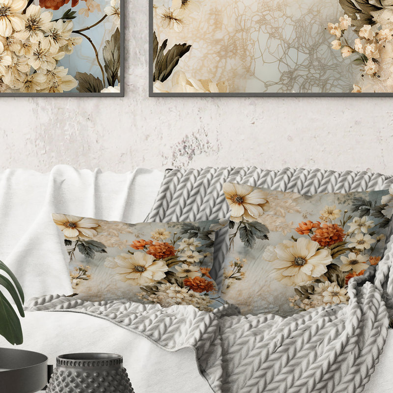 Motif victorien rustique en dentelle rustique - imprimé floral, H 16 po x l 16 po