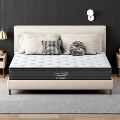 King Size 10 Inch Hybrid Mattress with Gel Memory Foam and Pocketed Springs, Medium Firm Support for Enhanced Comfort and Durability, Heavy Duty Design