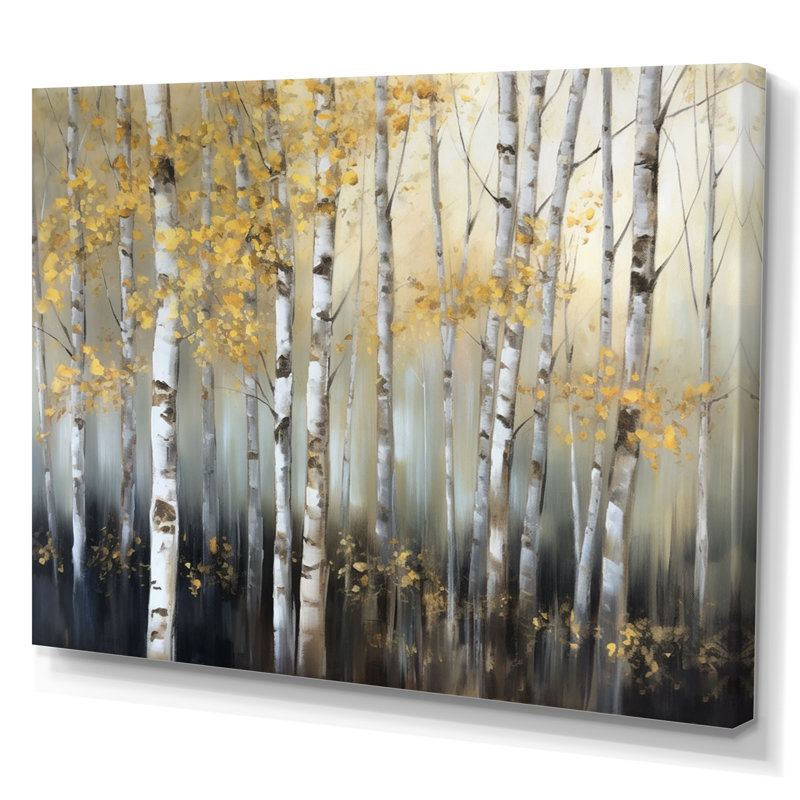 Bouleau Arendien forêt dense I - impression, H 34 po x l 44 po, Toile tendue, Sans cadre