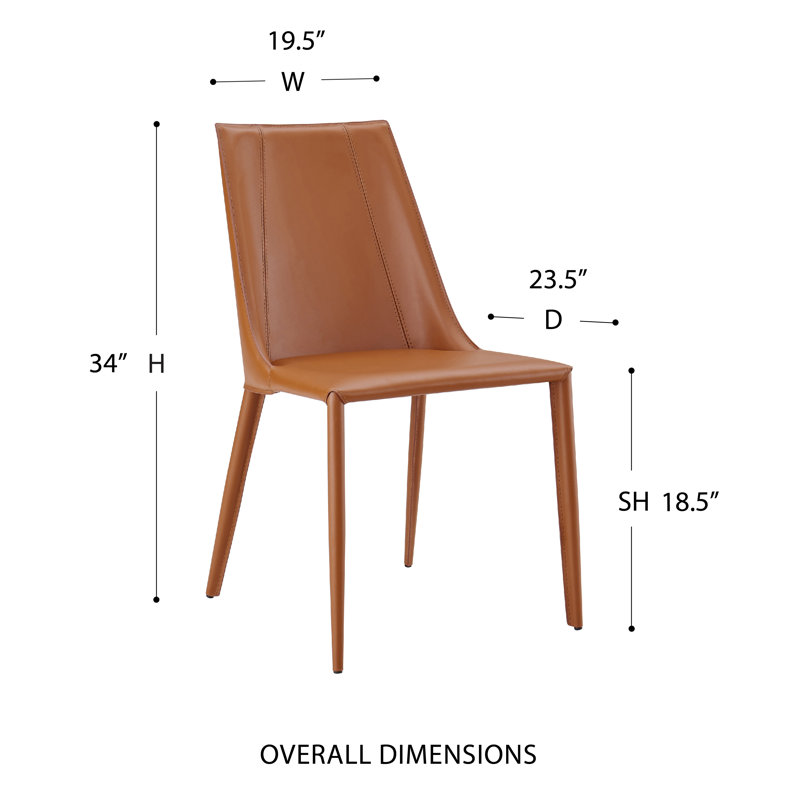Table de salle à manger 79 "Deodat en blanc mat et 6 chaises Kalle en caramel foncé, Orange