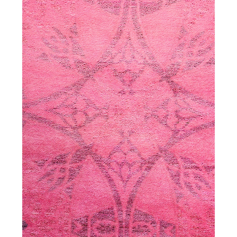Overdyed Hand-Knotted Wool Modern-Contemporary Pink Area Rug 4' 1" x 6' 1"