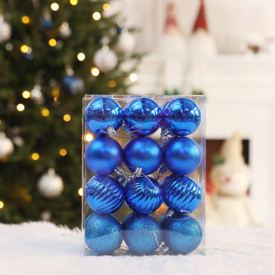 1 Box Of 24pcs Christmas Ball Set Christmas Tree Window Display Shopping Mall De - Shatterproof Blue Hanging Decor for Holiday Party Festival Ornaments Beautiful Premium Festive Indoor Setup