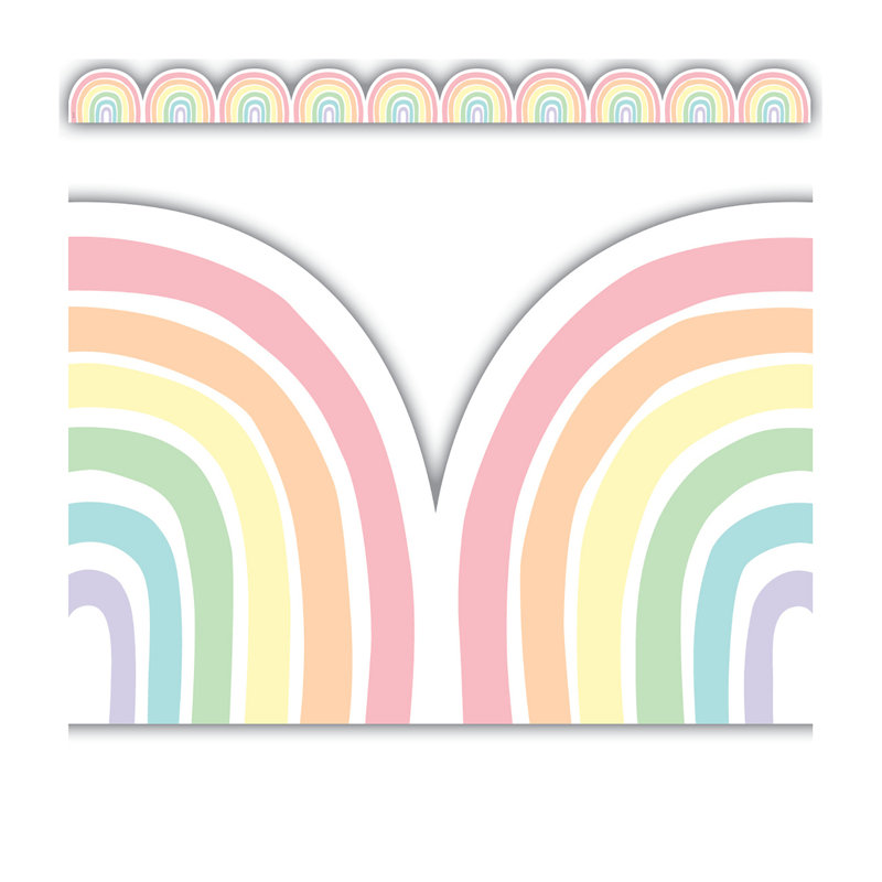 Teacher Created Resources Pastel Pop Rainbows Die-Cut Border Trim, 35 Feet Per Pack, 6 Packs