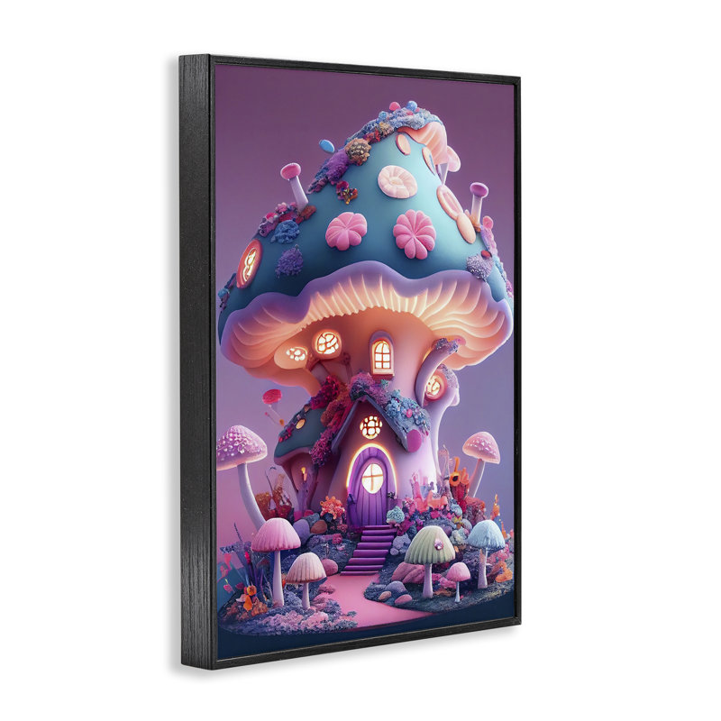 Art de giclée encadrée champignon mystique forêt par Sasha, H 18 po x l 12 po, Giclée encadrée noir minuit