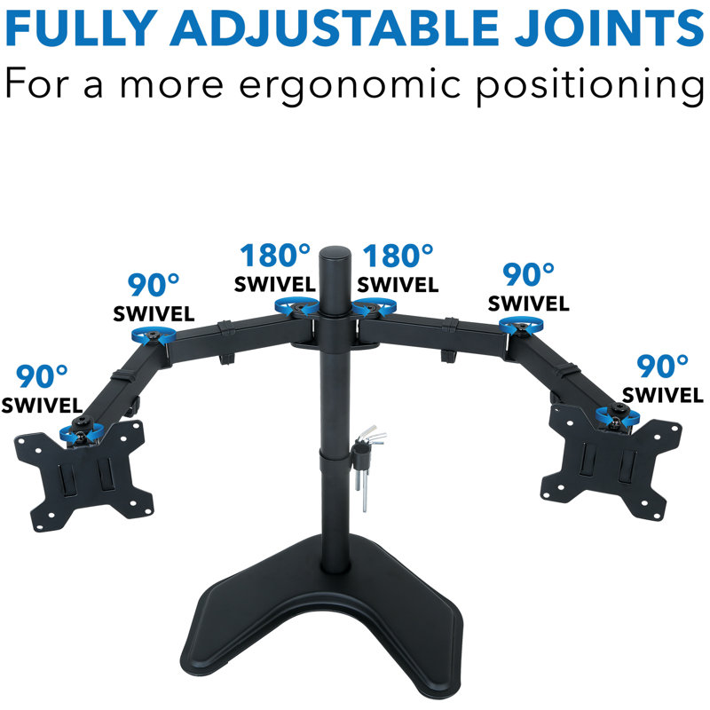 Black Dual Monitor Desk Mount with Adjustable Arms