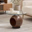 Petite table basse, table centrale ronde avec plateau en verre trempé-1001091270