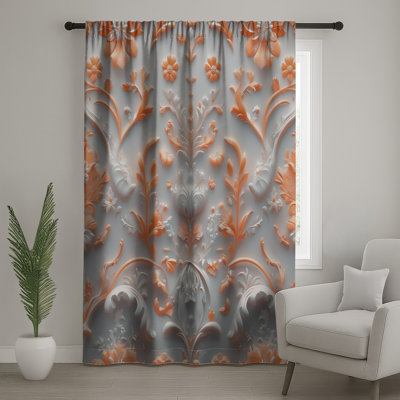 Rideaux ornementaux à motif floral, voilages et voilages à motif floral - 1 panneau