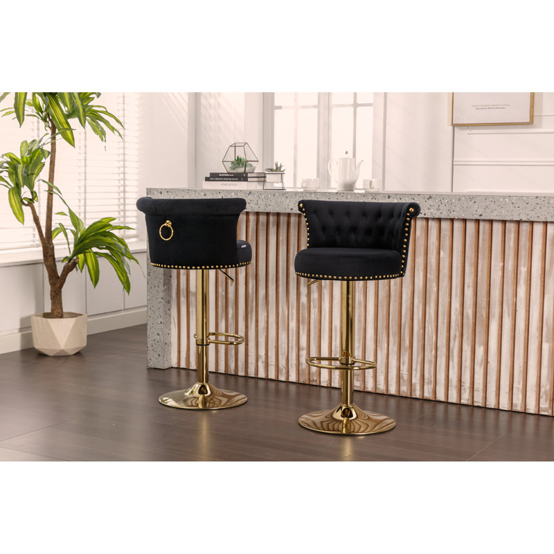 Ensemble de 2 tabourets de bar pivotants à hauteur de comptoir réglable avec repose-pieds pour cuisine, salle à manger 2PC / ENSEMBLE