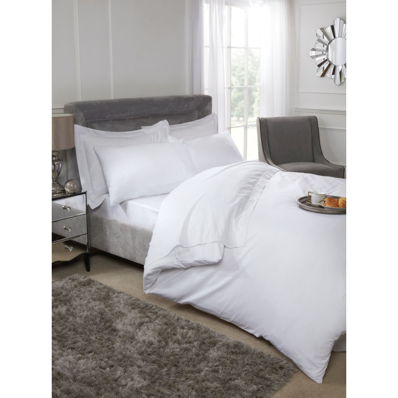 Egy.Cotton T201 100% Cotton Percale Fitted Sheet, Double (4'6), White