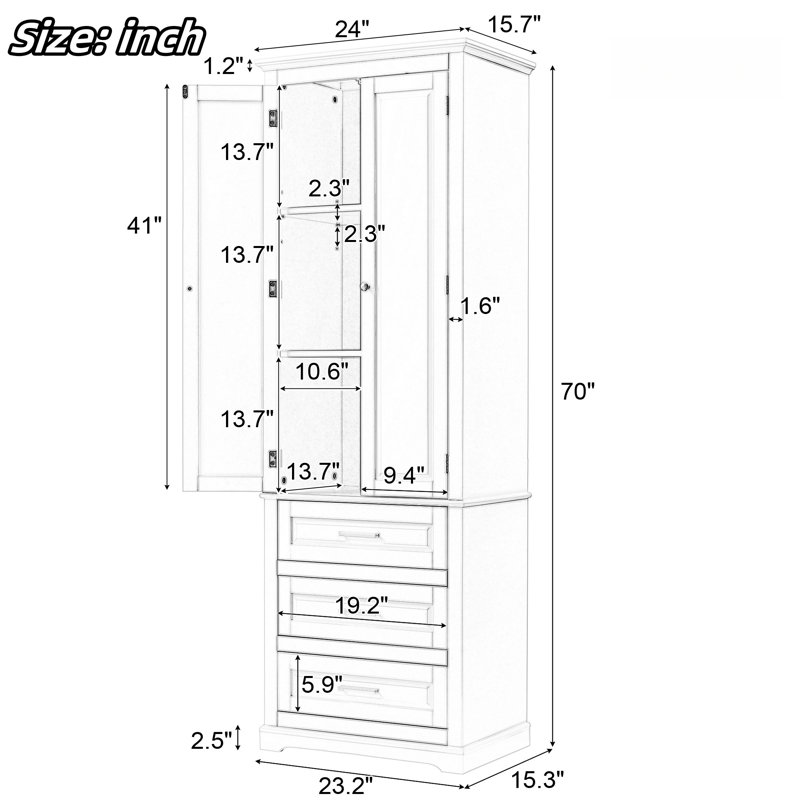 Armoire de salle de bain autoportante à 3 tiroirs Rivertown, Gris