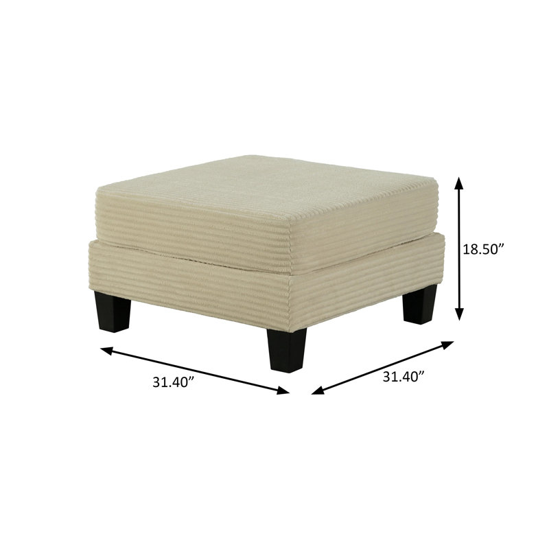 Repose-pieds contemporain l 31,4 po, beige, Rayures beiges