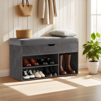 Banc de rangement pour chaussures 7 paires avec coussin, banc de rangement pour chaussures 37 po avec rangement caché