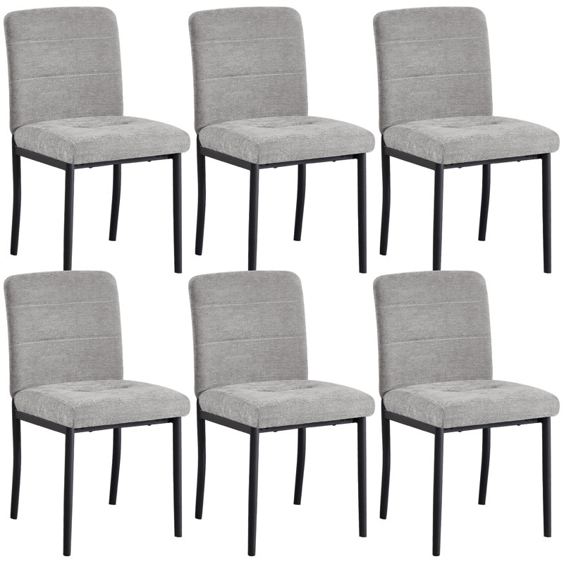 Modern Dining Chair with Metal Legs, 6, Gray