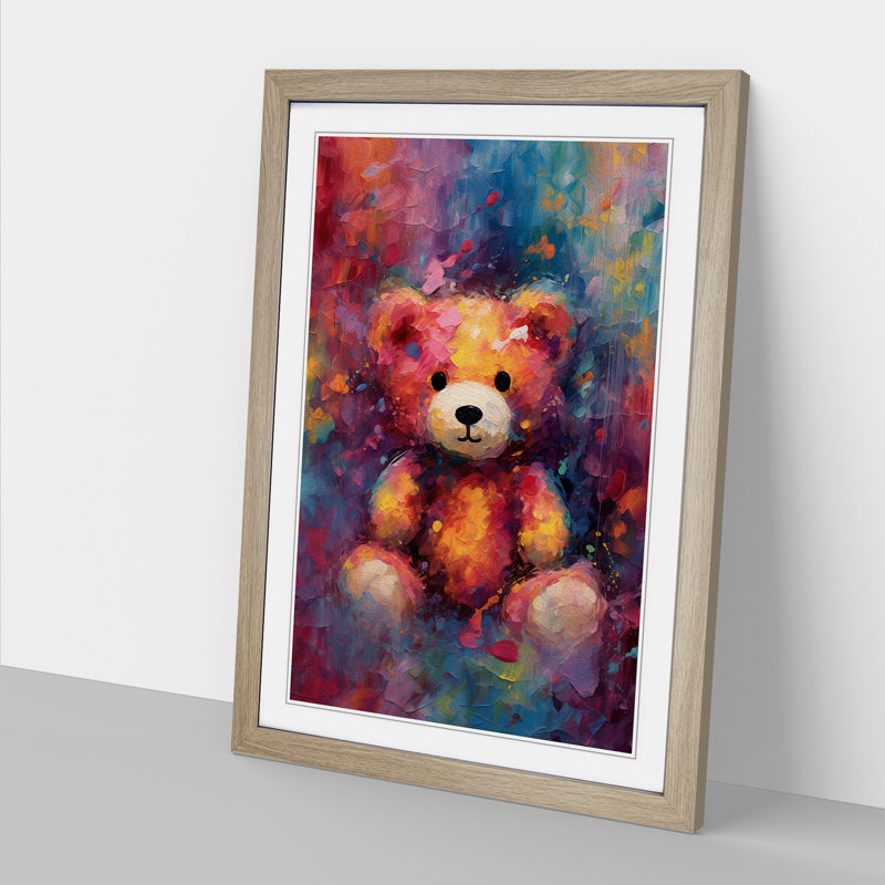 Teddy Bear Abstract Art - Framed Print, Oak Framed, 34cm H x 25cm W