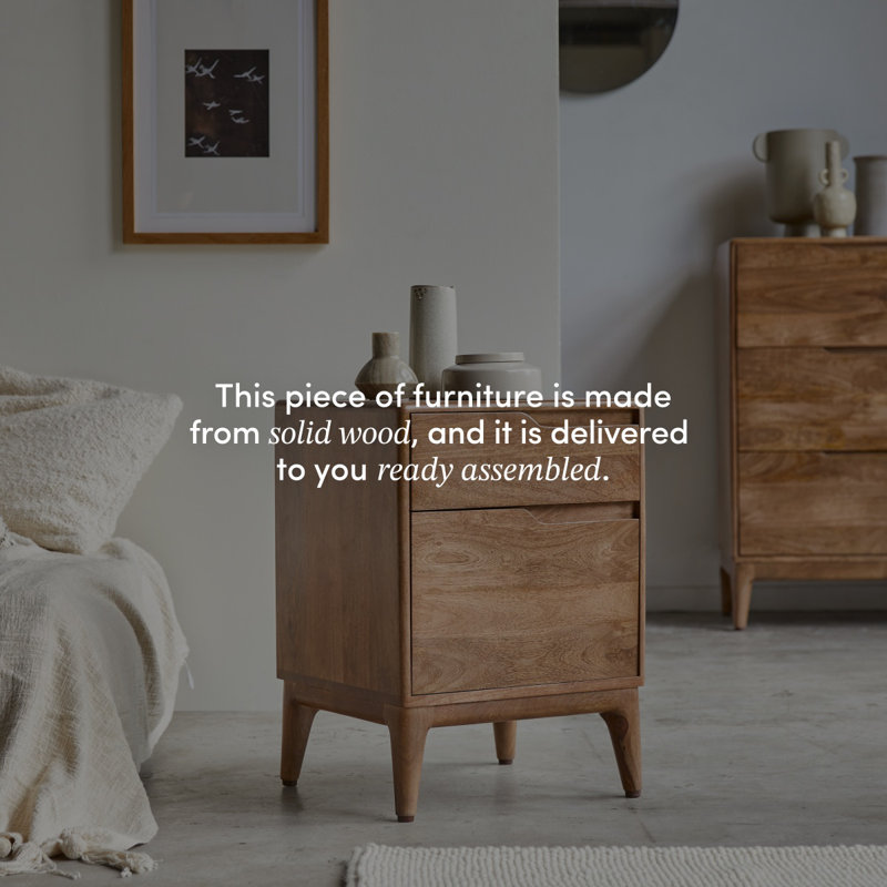 Gabrielle 1 - Drawer Solid Wood Nightstand