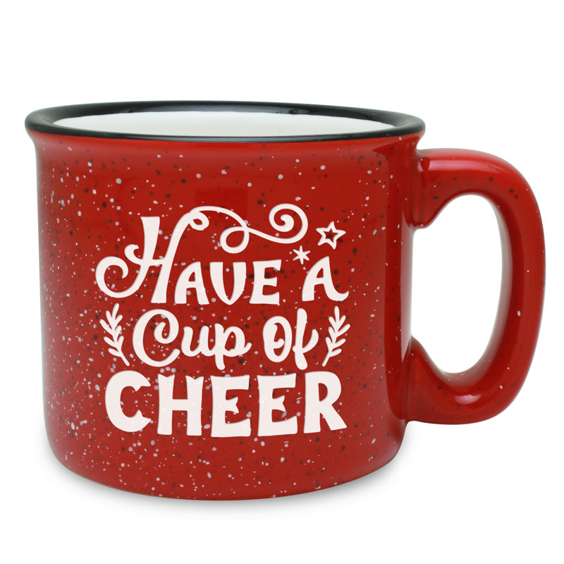Tasse de camp «Have a Cup of Cheer» en céramique verte, Rouge