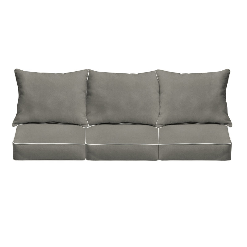 Sunbrella Outdoor Solid Deep Seating Sofa Pillow and Cushion Set, 25 in W x 25 in D x 5 in H