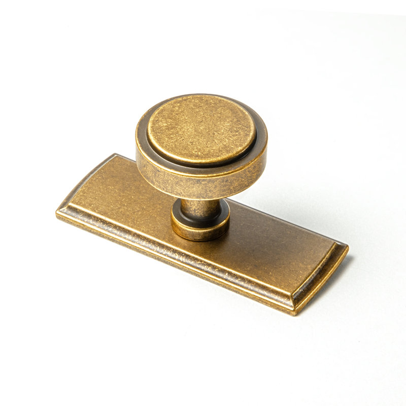 1.2'' Diameter Circle Knob With Backplate（G011） Multipack, Antique Brass