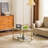 Oval Matte Gold Iron Frame Paired with Transparent Glass Double-layer Coffee Table-364657029