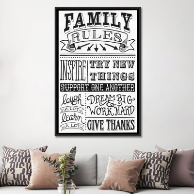 « family rules ii », art textuel sur toile