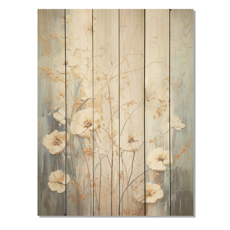 Wildflowers Botanical Beauty - Art mural en bois sur bois de pin naturel, H 20 po x l 10 po