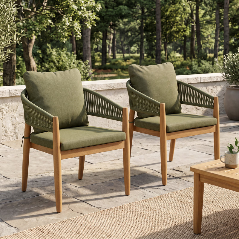 Fauteuil d'extérieur 2 pièces en bois d'acacia, Green