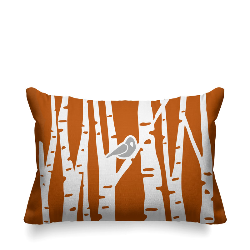 Coussin intérieur / extérieur Birch Tree Autumn / Fall, Orange, 14 po x 20 po, Rectangle