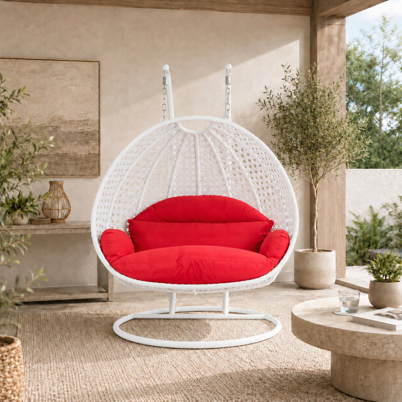 Fauteuil en osier pour 2 personnes avec support Leisuremod, Rouge