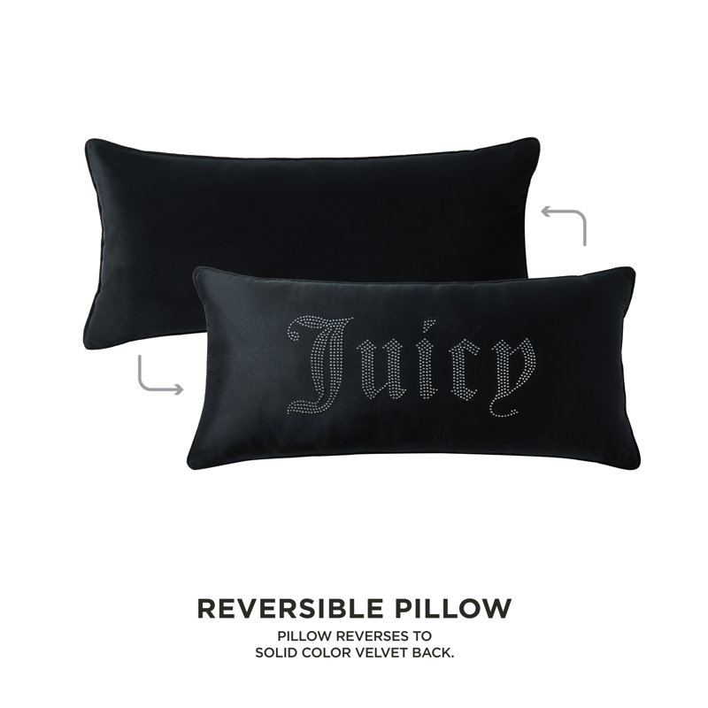 Juicy Couture Silver Rhinestone Pillows, Black