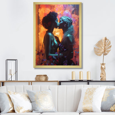 " Retro Love Couple Kissing "