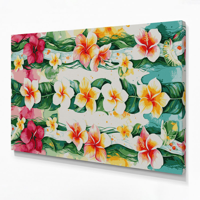 Hawaiian Lei Borders, toile beige, H 11 po x l 14 po