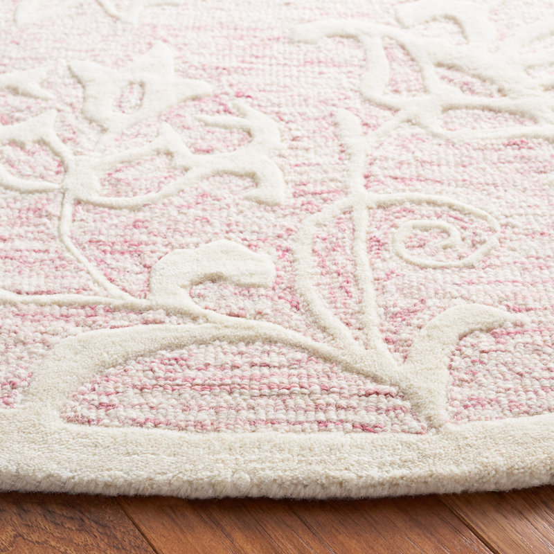 Metro Hand Tufted Wool And Cotton With Latex Floral Rug, Round 6'