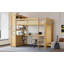 Lit mezzanine en bois avec armoire et bibliothèque, lit mezzanine avec garde-robe et bureau-1998643411