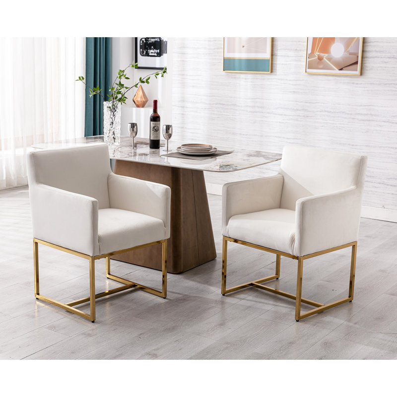 Thirlby 20'' H Upholstered Armchair, Gold, Cream Velvet