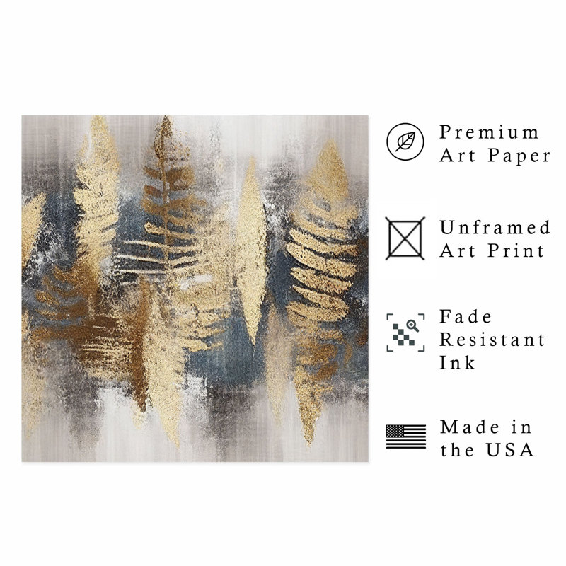 «Botanical Golden Forest», reproduction d'art non encadrée, H 14 po x l 14 po