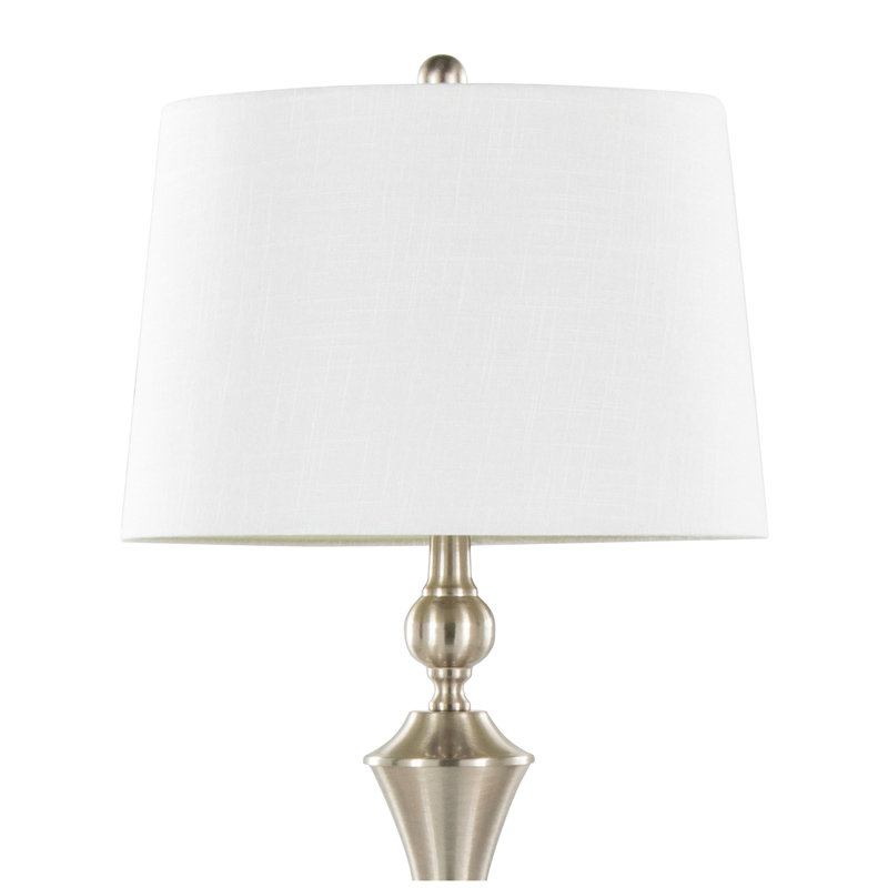 Flint 30" Contemporary Metal Table Lamp with Textured Slub Linen Shade and Built-In USB Port from Grandview Gallery by LumiSource - Set of 2